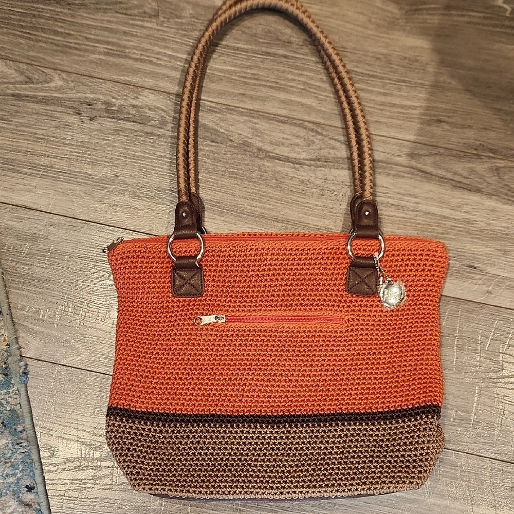 NWT LINA Orange & Brown Knit Shoulder bag